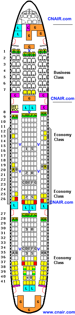 中國國際航空公司波音Boeing 777-200 (Two class) 機型