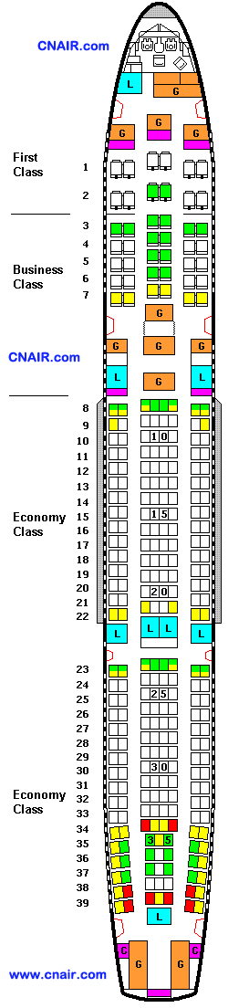 中國東方航空公司空中客車A340-300 (Three class)機型