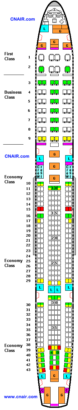 中國東方航空公司空中客車A340-600 (Three class)機型